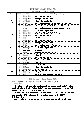 Giáo án Tổng hợp Lớp 2 - Học kỳ I - Năm học 2019-2020