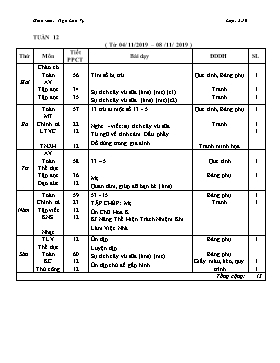 Giáo án Tổng hợp Lớp 2 - Tuần 12 - Năm học 2019-2020 - Ngô Lan Vy