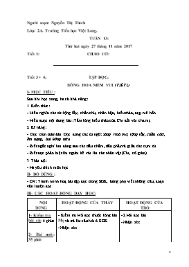 Giáo án Tổng hợp Lớp 2 - Tuần 13 - Năm học 2017-2018 - Nguyễn Thị Thích