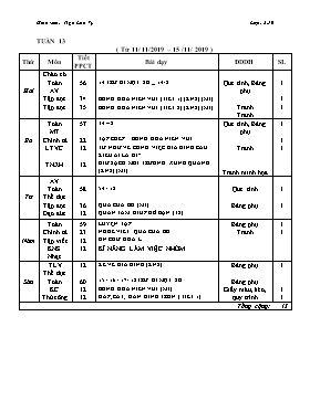 Giáo án Tổng hợp Lớp 2 - Tuần 13 - Năm học 2019-2020 - Ngô Lan Vy