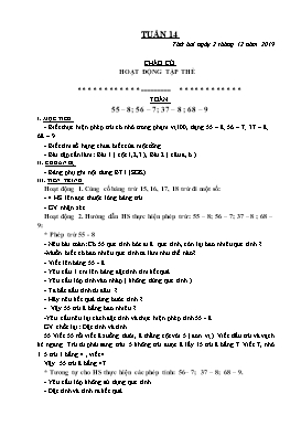 Giáo án Tổng hợp Lớp 2 - Tuần 14 - Năm học 2019-2020 (Bản mới)