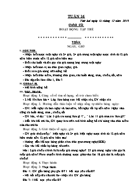 Giáo án Tổng hợp Lớp 2 - Tuần 16 - Năm học 2019-2020 (Bản mới)