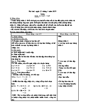 Giáo án Tổng hợp Lớp 2 - Tuần 21 - Năm học 2018-2019 (Bản 2 cột)