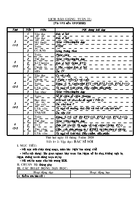 Giáo án Tổng hợp Lớp 2 - Tuần 22 - Năm học 2019-2020 (Bản 2 cột)