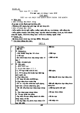 Giáo án Tổng hợp Lớp 2 - Tuần 22 - Năm học 2019-2020 (Bản 3 cột)