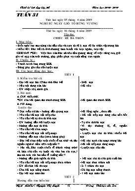 Giáo án Tổng hợp Lớp 2 - Tuần 31 - Năm học 2018-2019 - Nguyễn Thị Luyến