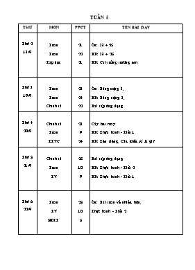 Giáo án Tổng hợp Lớp 2 - Tuần 5 - Năm học 2017-2018