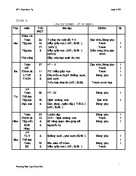 Giáo án Tổng hợp Lớp 2 - Tuần 6 - Năm học 2019-2020 - Ngô Lan Vy