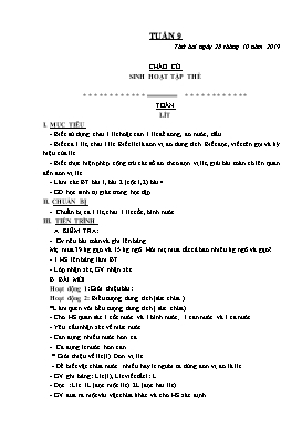 Giáo án Tổng hợp Lớp 2 - Tuần 9 - Năm học 2019-2020 (Bản mới)