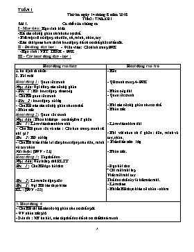 Giáo án Tự nhiên xã hội Lớp 1 - Năm học 2018-2019