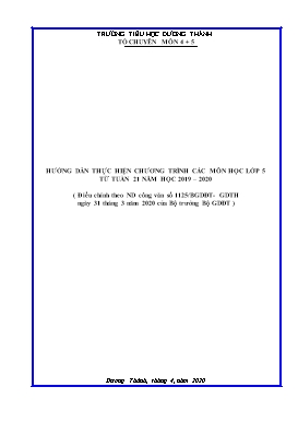 Phân phối chương trình Các môn Lớp 5 - Học kỳ II - Năm học 2019-2020 - Trường TH Dương Thành