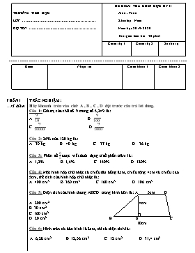 Đề kiểm tra cuối học kỳ II môn Toán Lớp 5 - Năm học 2019-2020