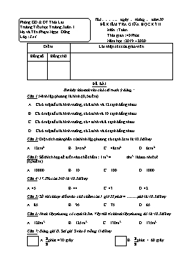 Đề kiểm tra giữa học kỳ I môn Toán + Tiếng Việt Lớp 5 - Năm học 2019-2020 - Trường TH Trường Xuân 1 (Có ma trận và đáp án)