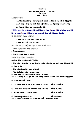 Giáo án bồi dưỡng môn Toán + Tiếng Việt Lớp 5 - Tuần 10 - Năm học 2018-2019