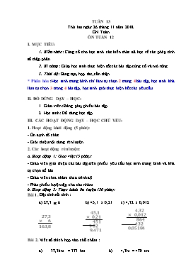 Giáo án bồi dưỡng môn Toán + Tiếng Việt Lớp 5 - Tuần 13 - Năm học 2018-2019