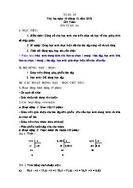 Giáo án bồi dưỡng môn Toán + Tiếng Việt Lớp 5 - Tuần 15 - Năm học 2018-2019