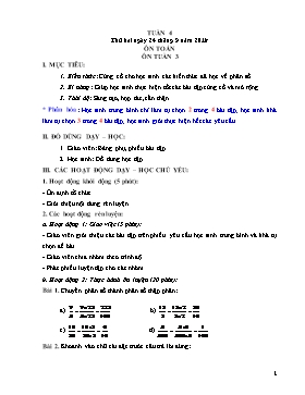 Giáo án bồi dưỡng môn Toán + Tiếng Việt Lớp 5 - Tuần 4 - Năm học 2018-2019