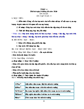 Giáo án bồi dưỡng môn Toán + Tiếng Việt Lớp 5 - Tuần 6 - Năm học 2018-2019