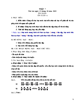 Giáo án bồi dưỡng môn Toán + Tiếng Việt Lớp 5 - Tuần 7 - Năm học 2018-2019