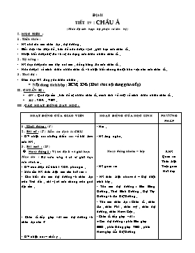 Giáo án Địa lý Lớp 5 - Tiết 19: Châu Á (Tiết 1)