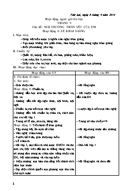 Giáo án Hoạt động ngoài giờ lên lớp Lớp 5 - Năm học 2014-2015