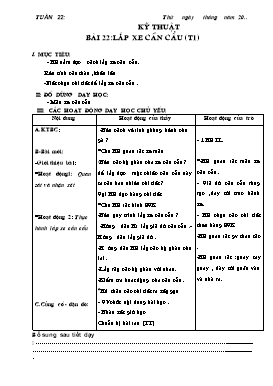 Giáo án Kĩ thuật Lớp 5 - Tuần 22 đến 23