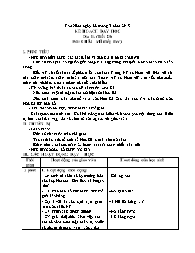 Giáo án môn Địa lý Lớp 5 - Tiết 28: Châu Mĩ (Tiếp theo) - Năm học 2018-2019