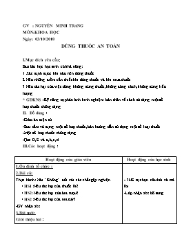 Giáo án môn Khoa học Lớp 5 - Bài: Dùng thuốc an toàn - Năm học 2018-2019