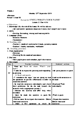 Giáo án môn Tiếng Anh Lớp 5 - Tiết 1 đến 16 - Năm học 2019-2020