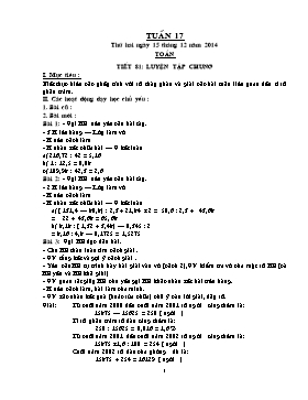 Giáo án môn Toán Lớp 5 - Tuần 17 đến 22 - Năm học 2014-2015 (Buổi 1)