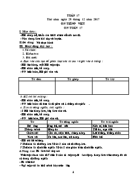 Giáo án môn Toán + Tiếng Việt Lớp 5 - Tuần 17 - Năm học 2017-2018