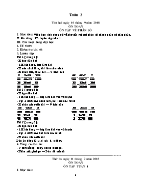 Giáo án môn Toán + Tiếng Việt Lớp 5 - Tuần 2 - Năm học 2018-2019