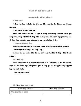 Giáo án Tập đọc Lớp 5 - Bài: Người gác rừng tí hon