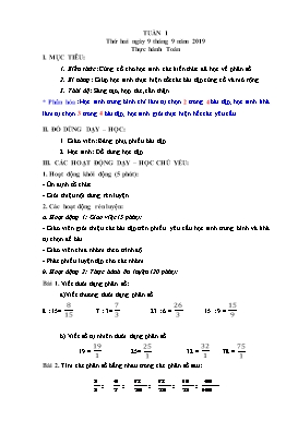 Giáo án Toán + Tiếng Việt Lớp 5 - Tuần 1 - Năm học 2019-2020 (Buổi 2)