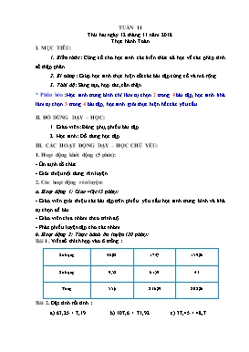 Giáo án Toán + Tiếng Việt Lớp 5 - Tuần 11 - Năm học 2018-2019 (Buổi 2)