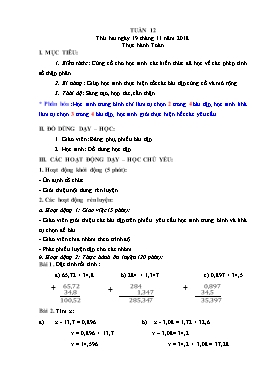 Giáo án Toán + Tiếng Việt Lớp 5 - Tuần 12 - Năm học 2018-2019 (Buổi 2)