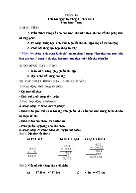 Giáo án Toán + Tiếng Việt Lớp 5 - Tuần 13 - Năm học 2018-2019 (Buổi 2)