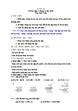 Giáo án Toán + Tiếng Việt Lớp 5 - Tuần 14 - Năm học 2018-2019 (Buổi 2)