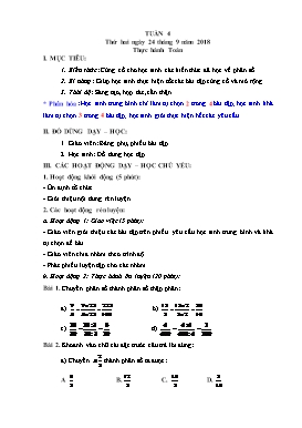 Giáo án Toán + Tiếng Việt Lớp 5 - Tuần 4 - Năm học 2018-2019 (Buổi 2)