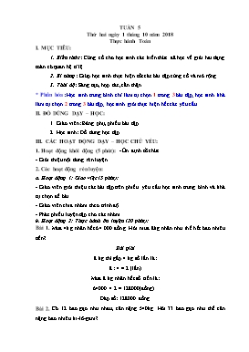 Giáo án Toán + Tiếng Việt Lớp 5 - Tuần 5 - Năm học 2018-2019 (Buổi 2)