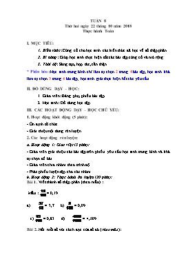 Giáo án Toán + Tiếng Việt Lớp 5 - Tuần 8 - Năm học 2018-2019 (Buổi 2)