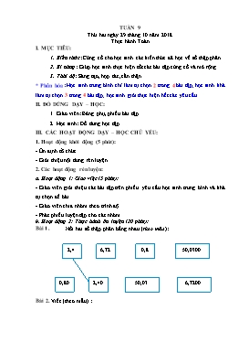 Giáo án Toán + Tiếng Việt Lớp 5 - Tuần 9 - Năm học 2018-2019 (Buổi 2)