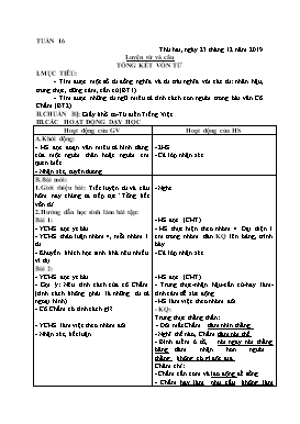 Giáo án Tổng hợp buổi chiều Lớp 5 - Tuần 16 - Năm học 2019-2020