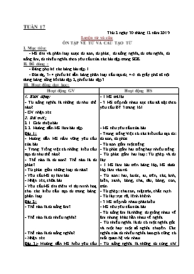 Giáo án Tổng hợp buổi chiều Lớp 5 - Tuần 17 - Năm học 2019-2020