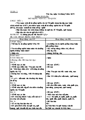 Giáo án Tổng hợp buổi chiều Lớp 5 - Tuần 2 - Năm học 2019-2020