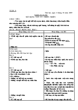 Giáo án Tổng hợp buổi chiều Lớp 5 - Tuần 9 - Năm học 2019-2020