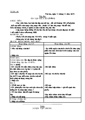 Giáo án Tổng hợp buổi sáng Lớp 5 - Tuần 10 - Năm học 2019-2020