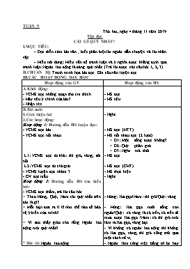 Giáo án Tổng hợp buổi sáng Lớp 5 - Tuần 9 - Năm học 2019-2020