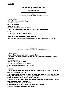 Giáo án Tổng hợp các môn Khối 5 - Tuần 19 - Năm học 2019-2020