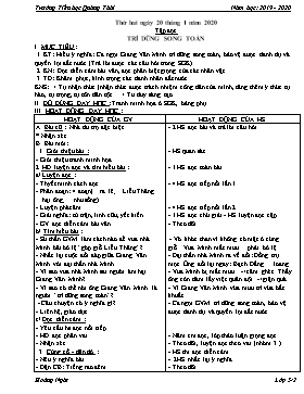 Giáo án Tổng hợp Khối 5 - Tuần 20 - Năm học 2019-2020 - Hoàng Ngát